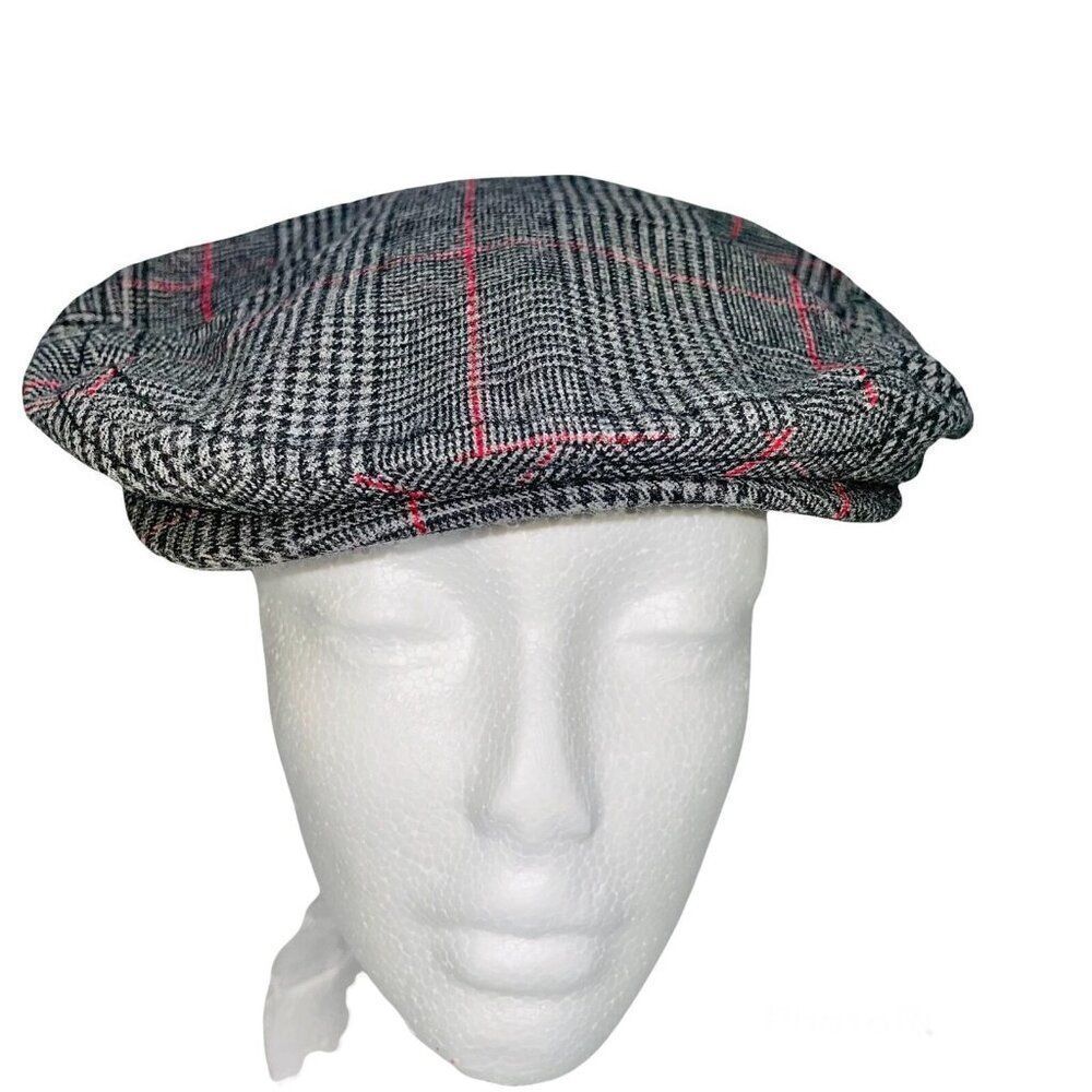 Gymboree Newsboy Boys Scally Hat Gray Red Size M Original Flat Cap Elastic